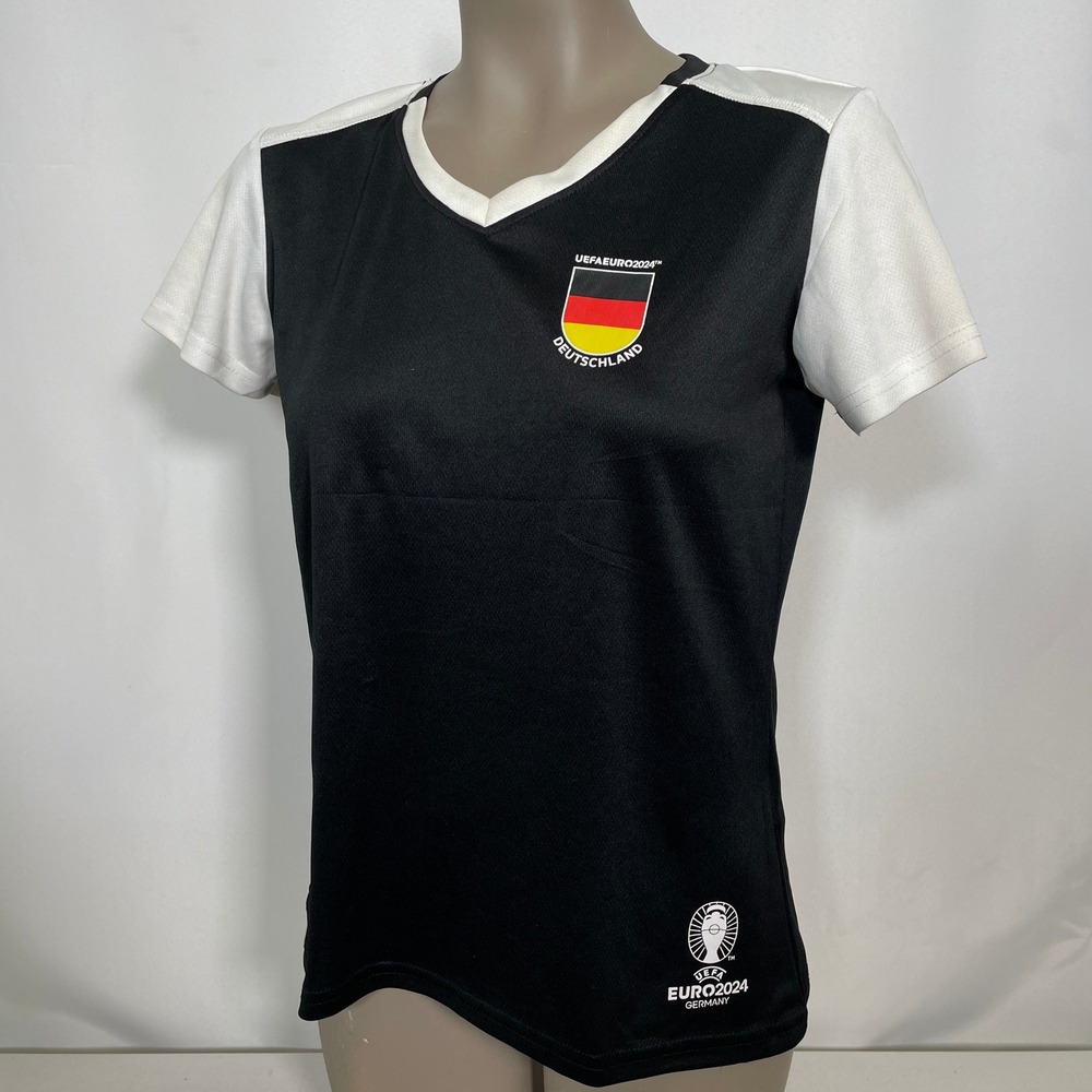 UEFA Euro 2024 Germany Deutschland Black White Soccer Jersey Women's SMALL